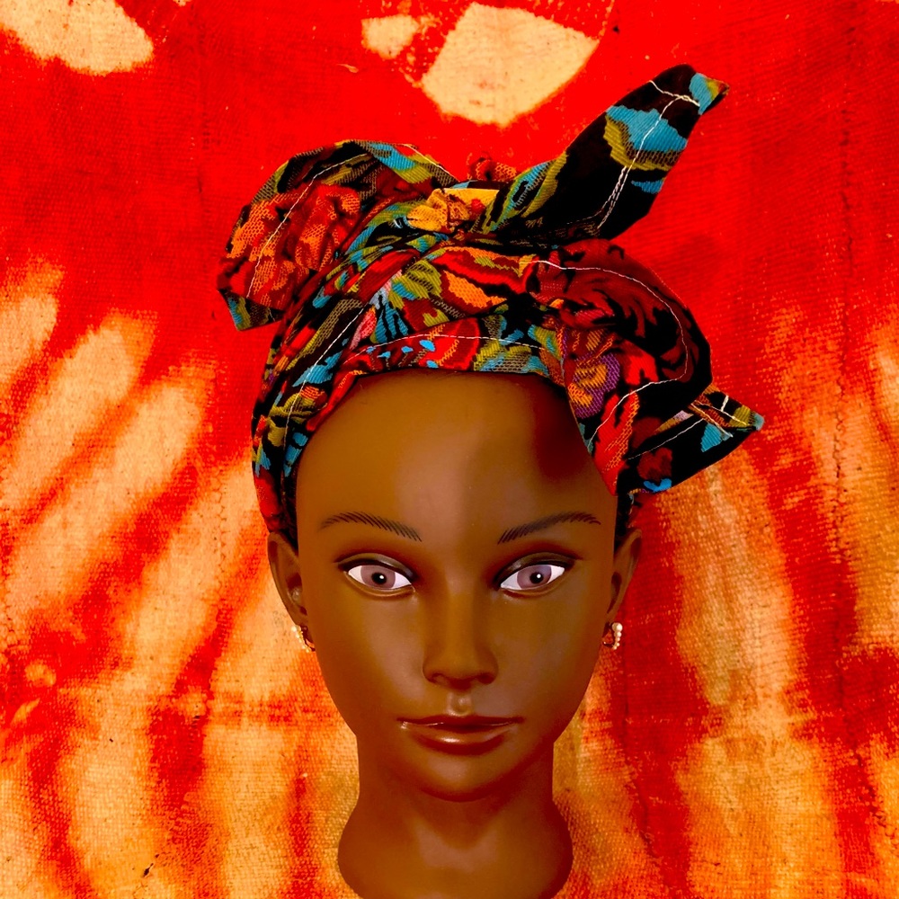 Hand Crafted Headwrap & Mask Set - Picture 4 of 5